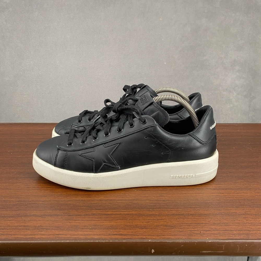 Golden Goose Pure Star Mens Size 9 Casual Shoes Black White Leather Sneakers